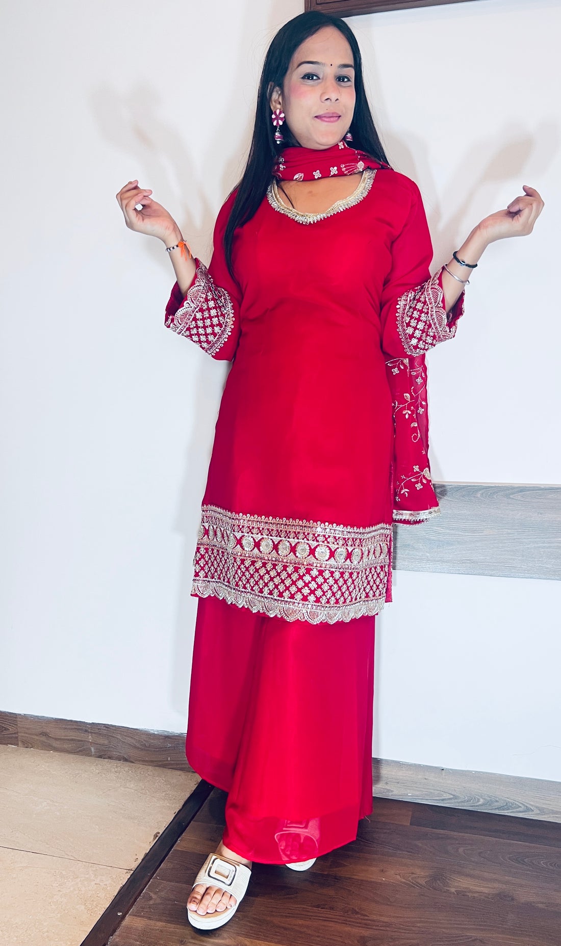 Party Wear Heavy Plazo Suit