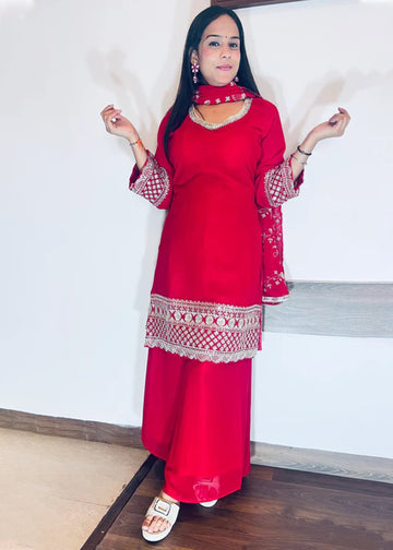 Party Wear Heavy Plazo Suit